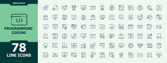 Programming Coding icon set. Technology icons for website. Set of line pictogram. Development linear icon set. Vector illustration. © icogrid