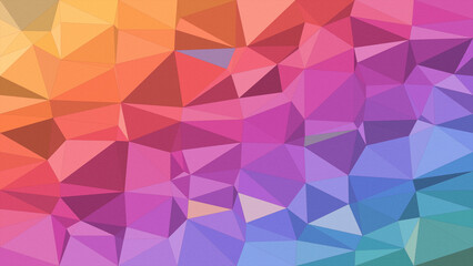 Obraz premium Abstract geometric polygon background with vivid pink, purple, and orange facets, creating an energetic modern mood for branding, web design, and presentations.