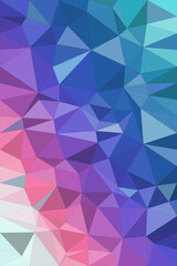 Obraz premium Abstract low-poly geometric shapes form a vibrant blue, purple, and pink pattern, creating a modern tech look suitable for posters, websites, or presentations.