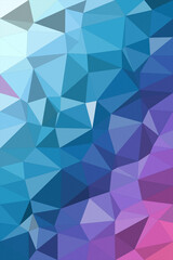 Fototapeta premium Abstract geometric low-poly pattern with faceted triangles blending blue, cyan, and purple tones, offering a modern tech feel and versatile backdrop for designs.