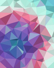 Fototapeta premium Abstract geometric polygon background with pastel teal, pink, and purple facets, creating a modern, soft, energetic mood for design, web, and branding.