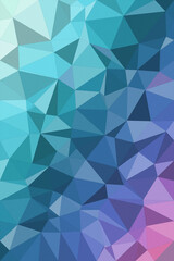 Fototapeta premium A geometric low-poly abstract background with faceted triangles in teal, blue, and purple, creating a modern tech mood with clean space for text.