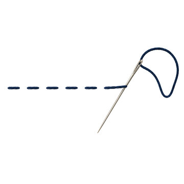 Needle with thread creating a stitch cut out