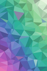 Obraz premium Geometric low-poly abstract background in teal, blue, and purple with a faceted pattern and modern tech vibe, ideal for website banners and creative layouts.
