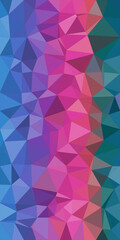 Obraz premium Abstract low-poly geometric shapes in vibrant pink, blue, and purple create a modern tech-style background with energetic mood and clean copy space.