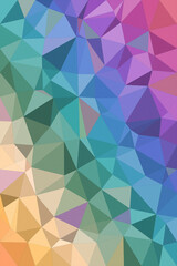 Fototapeta premium A vibrant low-poly geometric background with teal, pink, purple, and blue facets, creating a modern abstract mood for web banners, tech, and creative design use.