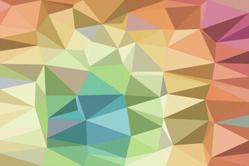 Obraz premium Abstract polygonal geometric pattern in pastel green, blue, and peach creates a calm, modern look, ideal for website headers, posters, or design layouts with copy space.