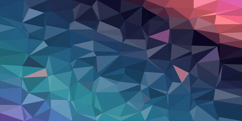 Fototapeta premium Abstract geometric triangle background in layered blue and purple tones, creating a modern futuristic mood for technology, websites, and marketing layouts with copy space.