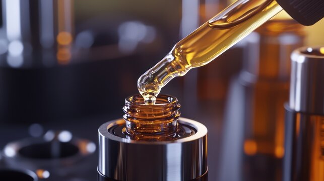 Close-up of a dropper adding e-liquid to a vape device
