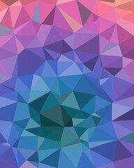 Obraz premium Abstract geometric polygon pattern with faceted triangles in a soothing pink, purple, and blue gradient, ideal for tech, design, and modern banner backgrounds.