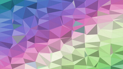 Fototapeta premium Colorful abstract polygon background with faceted low-poly shapes in purple, pink, blue and green, creating a modern geometric backdrop with versatile copy space.