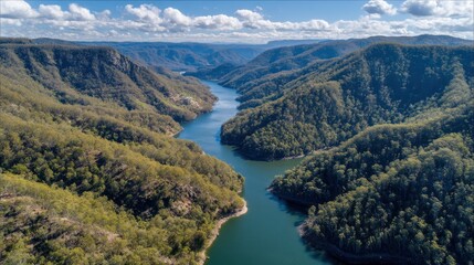 Obraz premium Green hills surrounding Warragamba Dam