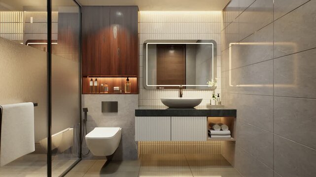 Luxury Modern Kitchen Interior with Minimalist Cabinetry Marble Countertops Natural Lighting and Contemporary Design