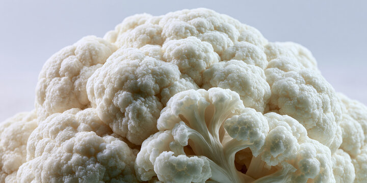 Close-up of fresh cauliflower florets against a light background