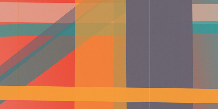 Abstract geometric background of warm orange, teal, and gray block shapes, creating a modern, energetic mood for branding, presentations, or social media.