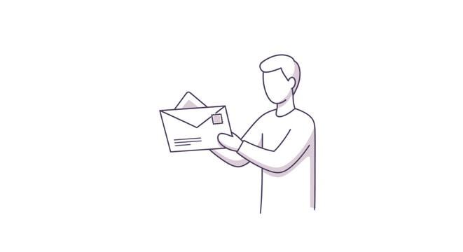 Man holding open envelope with letter inside.
