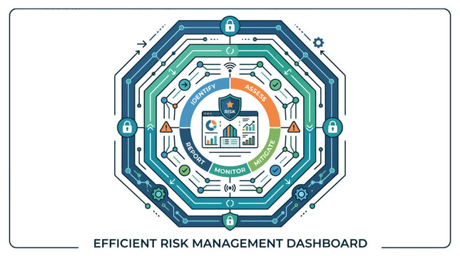 Efficient risk management dashboard octagonal infographic design