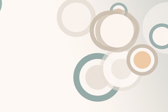 A minimalist abstract circle design with soft beige and teal tones, creating a calm modern look with ample copy space for branding and web layouts.