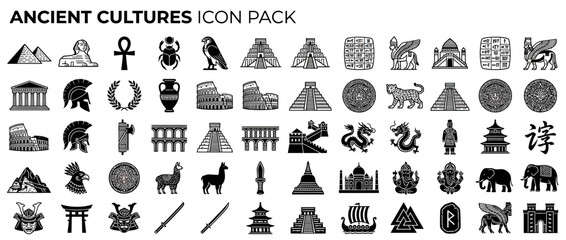 Ancient Cultures Icon Pack - Diverse Historical Symbols © Suyat