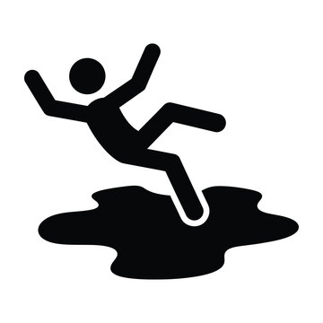 Person slipping on wet surface falling down