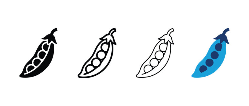 pod illustrations showing different colored peas inside transparent outline designs