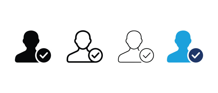 user profile icons with checkmark symbols indicating verification or approval on transparent background