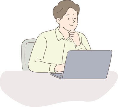 사무실에서 일하는 성인 남자