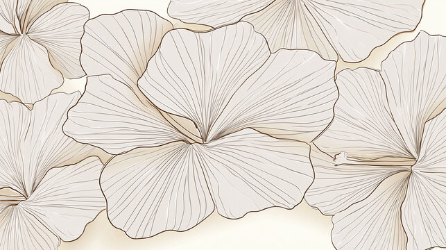 Delicate floral line art botanical line drawing neutral color palette minimalist flower pattern top view floral background fine botanical illustration
