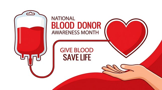 National blood donor awareness month awareness campaign design with heart