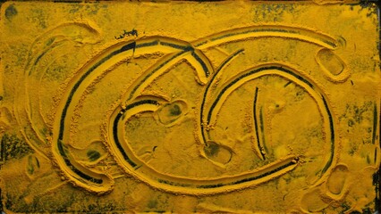 Naklejka premium Close-up of Bright Yellow Abstract Textured Surface with Circular Patterns