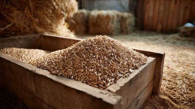Top Down Shot of Rustic Pigsty Feeding Area