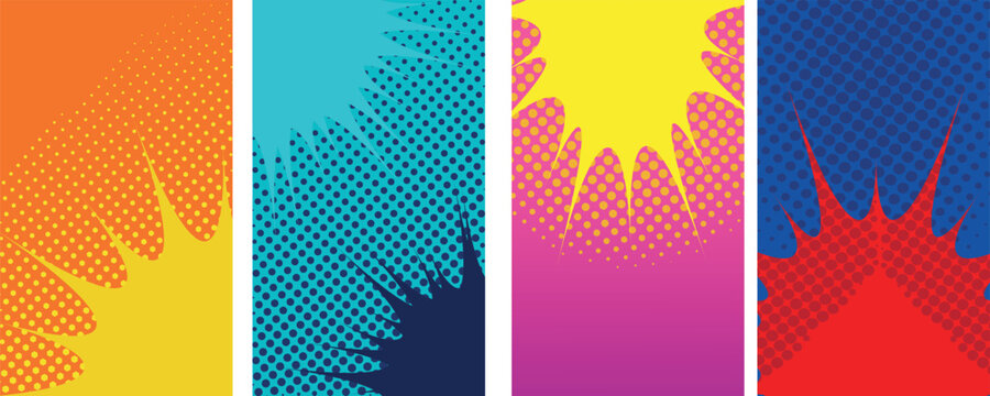 Colorful Comic Book Burst Background Collection for Pop Art Design