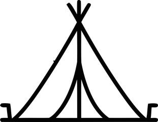 Simple outline drawing of a tipi tent on a white background © Ahmad