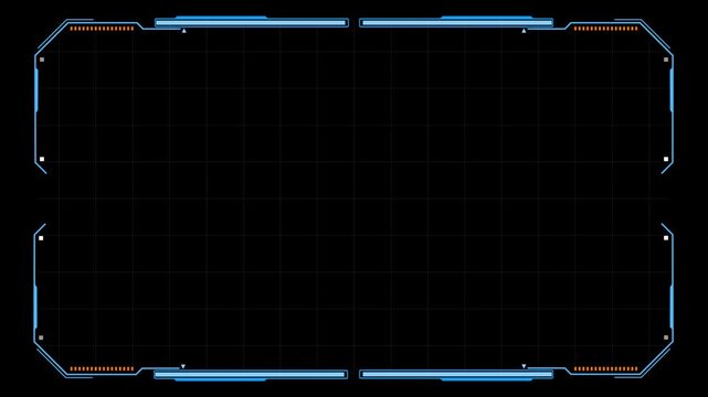Futuristic HUD interface featuring interference signals, glitch effects, animated data panels, and user control elements. High-tech digital display designed for sci-fi screens, cybersecurity concepts,