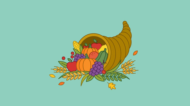 Thanksgiving Cornucopia Horn of Plenty Illustration