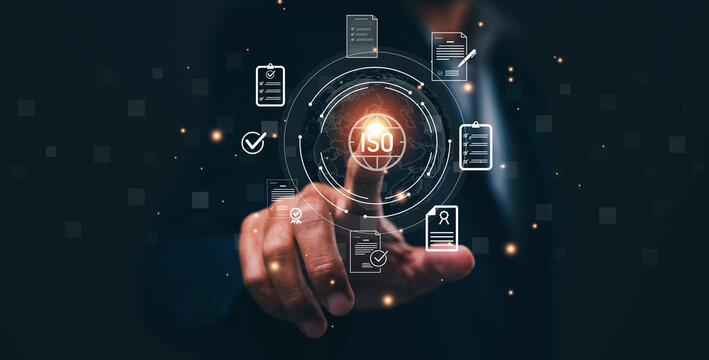 A person interacts with a futuristic digital interface displaying various document icons and a central "MSU" label.