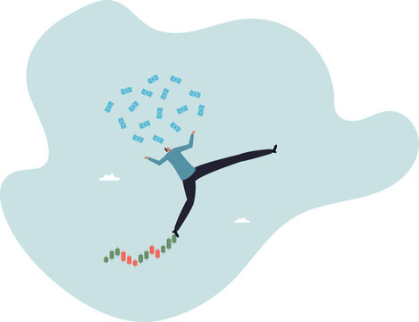 Success trader make profit with investment trading, stock market growth, get rich from Crypto trading .human life and situation.vector illustration.