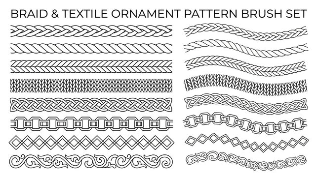 Ornate Textile Braids and Patterns Vector Brushes