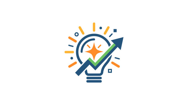 Business growth lightbulb logo with upward arrow.