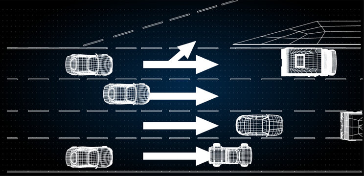 Road markings and traffic flow at an intersection in a city during daytime