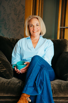 Indoor portrait of an attractive middle aged woman 