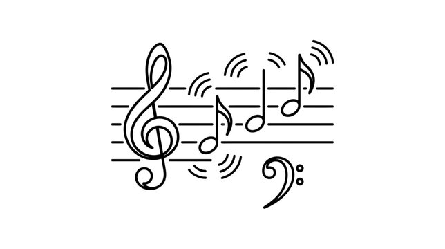 Musical notes on staff with treble and bass clef