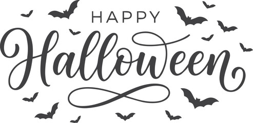 Elegant halloween typography with bats festive calligraphy for spooky season celebrations and decorations © Romana akther