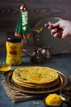 Indian Festival decorations with pooran poli