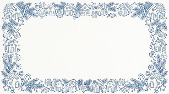 Christmas gingerbread house border frame with copy space