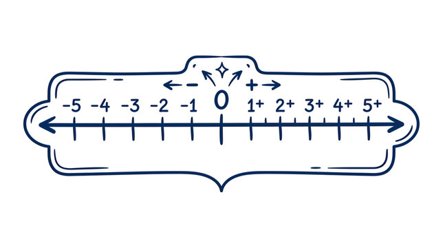 Hand-Drawn Number Line with Positive and Negative Integers