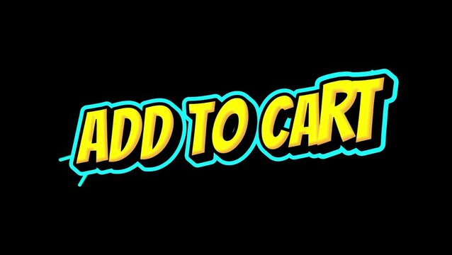 Add Tp Cart Text glow Animation on black background landscape 4k video