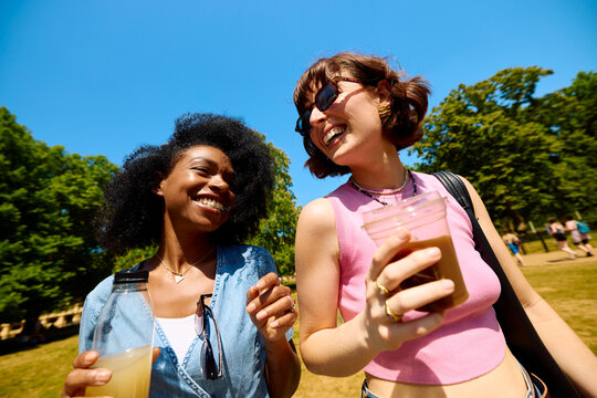 Women enjoyed a walk in the park.