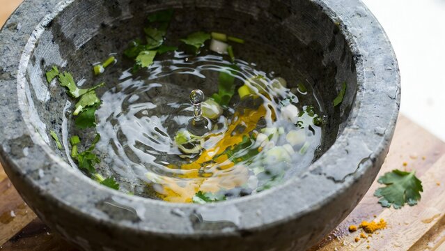 Traditional stone grinding mill with water wheel in rural outdoor setting