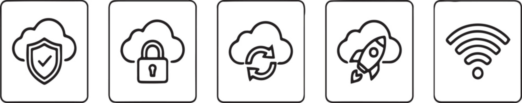Cloud services icons security backup sync deployment and connectivity